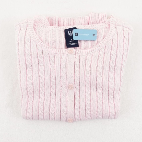 NWT GAP Cotton Cardigan Sweater Girl's Small Light Pink - Picture 5 of 10
